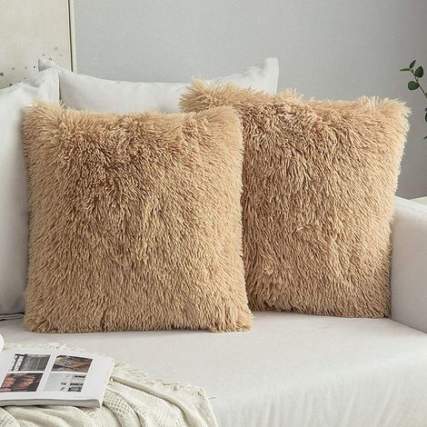 Ensemble De 2 Housses De Coussin Coussins De Canapé En Fourrure Artificielle Coussins Décoratifs Décoratifs Coussins Câlins Coussins En Peluche Coussins De Canapé Câlins Coussins Super Doux Housses De