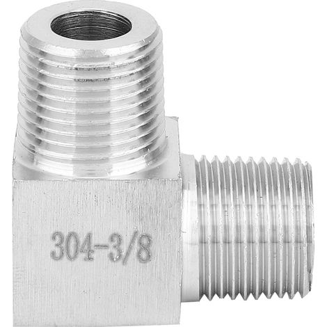 Raccord Coude 90 Degrés - Acier Inoxydable 304 - Filetage Mâle BSPT 3/8 Pouces - Pour Eau Gaz Huile - Lot De 1 (1/5)