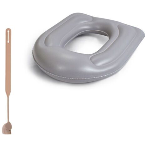 Cuscino gonfiabile per il sedile del water, cuscino rialzato a forma di ciambella, sedile del water regolabile in altezza, sollievo dal dolore al coccige - Dotato di sollevatore per il coperchio del w (1/4)
