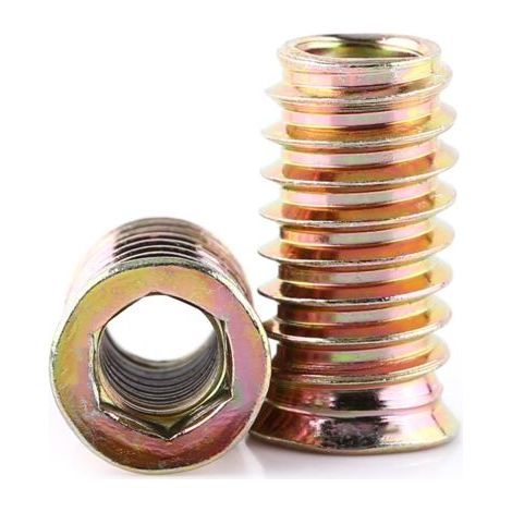 Écrous à insert hexagonal en acier au carbone pour meubles en bois (M825mm) (1/2)