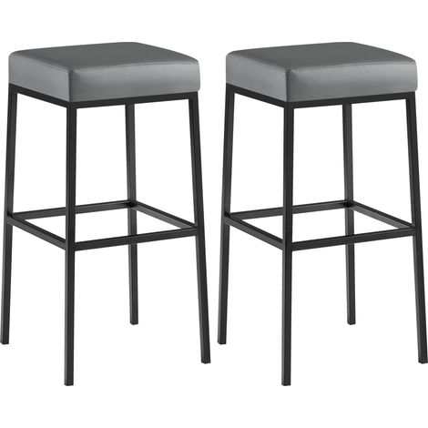 2er Set Barhocker Montreal Kunstlederbezug schwarz grau (1/5)