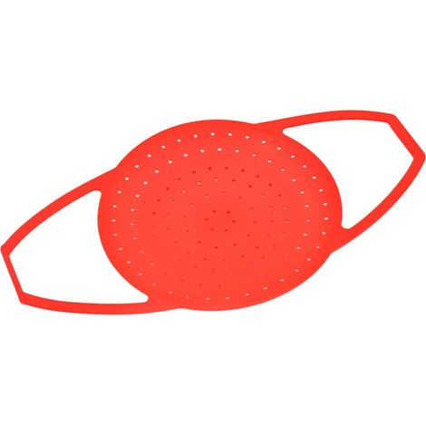 Cesta plegable de silicona para verduras con asa, colador para verduras, pescado y marisco, separador de ollas rojo