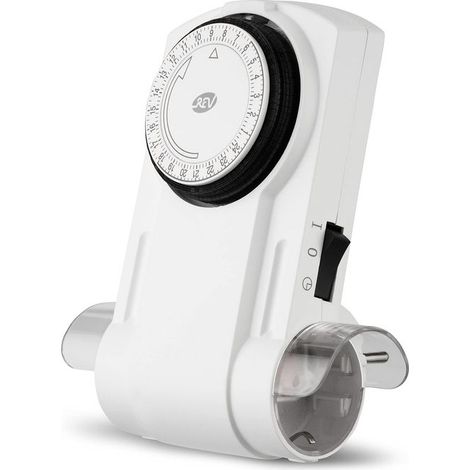 REV 0025600103 Timer Meccanico Doppia Presa Giornaliero 96 Cicli 1800 W colore Bianco (1/2)