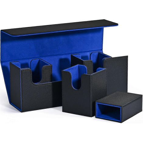 Kartenaufbewahrungsbox mit Würfelfach, magnetischer Kartenorganizer Schwarz+Blau (1/5)