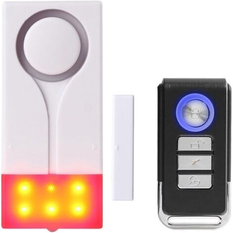 Alarme pour Porte et Fenêtre - Antivol sans Fil avec Son Puissant de 105 DB et Lumière Vive (1 Alarme et 1 Télécommande)