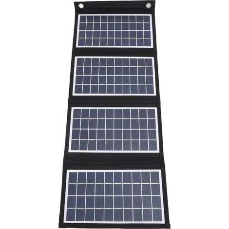 Panneau solaire portable 30 W 5 V pliable avec deux ports USB pour le camping et les excursions en plein air (4 pièces). (1/5)