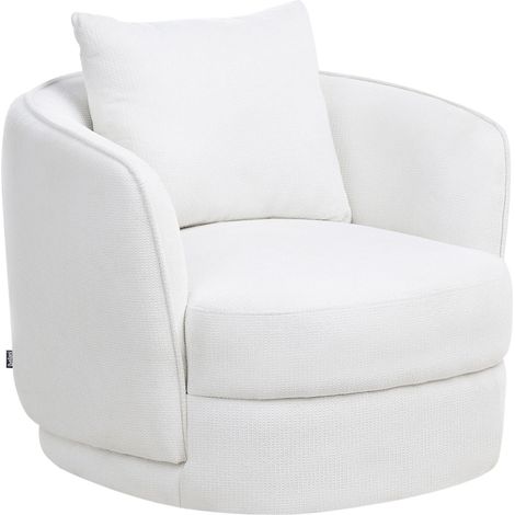 Fauteuil Pivotant Rétro Glam en Tissu avec Coussin Blanc Cassé Andalen