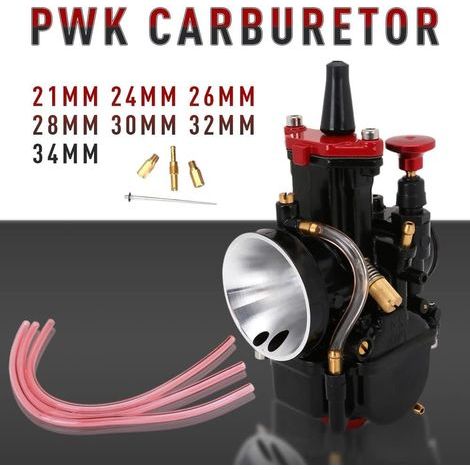 Carburador PWK de 30 mm para motocicleta, color negro, repuesto compatible con Honda, Yamaha, Suzuki, Kawasaki y KTM para motocicletas y vehículos todoterreno de 100 cc, 125 cc y 150 cc. (1/5)