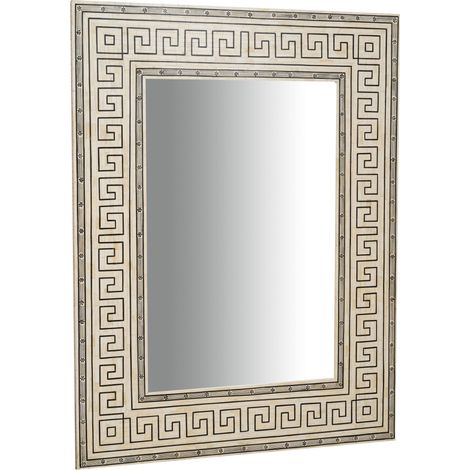 Vertikal/horizontal hängender Spiegel aus Holz und Kamelknochen L124xPR4XH163 Cm
