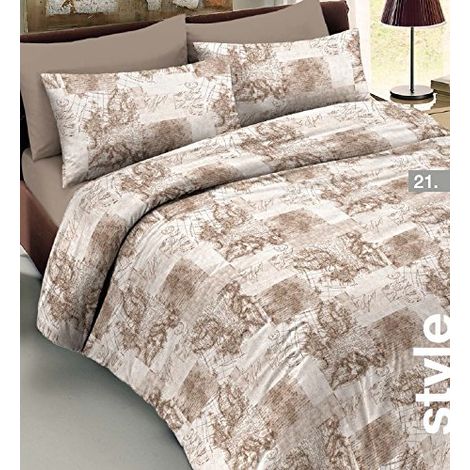 Copripiumino Made in Italy Travel 100% cotone in 3 misure Mappamondo - Singolo