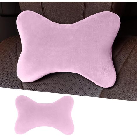 Coussin d'auto, coussin cou doux et confortable en mousse de traagsfoam, soulage douleurs au cou et tension, modèle universel (rose,2pcs)