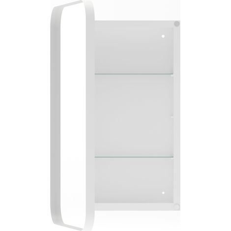 Mueble espejo rectangular blanco con estructura metálica y estantes regulables (1/5)