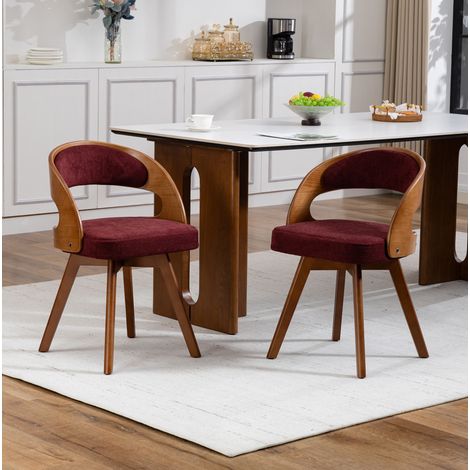 Chaise de salle à manger pivotante en lin rouge bordeaux, confort ergonomique – 44 × 41 × 75 cm (1/5)