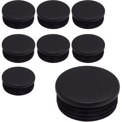 Set of 8 Post Caps, Round 70 mm, Black Plastic, For Fences and Furniture (1/5)