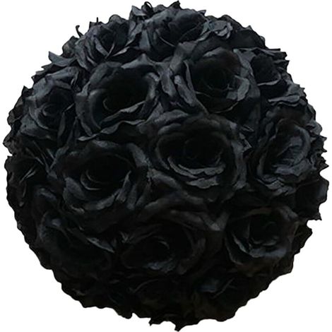 Bola de flores artificiales, rosas de plástico realistas de 15 cm, ideal para la decoración de mesas nupciales y centros de mesa para fiestas de boda, color negro.