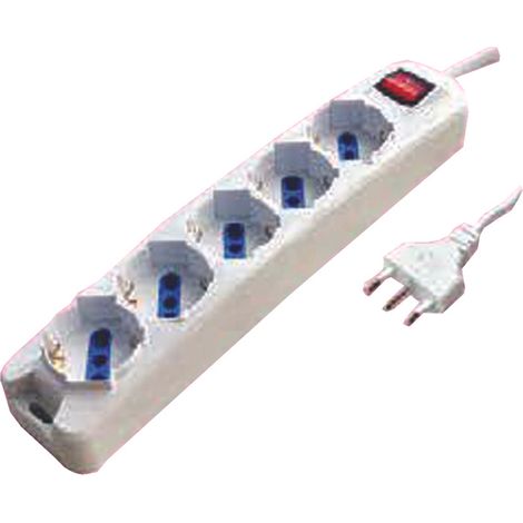MULTIPRESA 5 POSTI CON SCHUKO E CON INTERRUTTORE - 1 blister SYNTESY