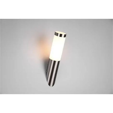 Wandlampe Trioto aus satiniertem Stahl mit opalem Diffusor, Höhe 36,5 cm, IP44