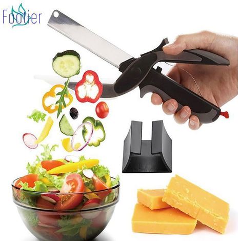 2 en 1 Chopper Cutter & Multifonction Cuisine Aliments Ciseaux Remplacez Vos Couteaux de Couteau de Cuisine pour légumes et Viande (1/5)
