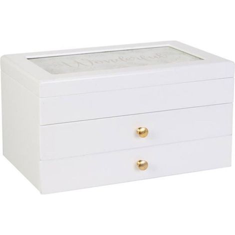 Paris Prix – Armoire à bijoux 3 étages 24cm – MDF blanc – Dimensions L. 24 x l. 13 x H. 15 cm – Tendance moderne