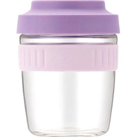 Tazza da muesli da 480 ml ermetica, da portare via, con cucchiaio, ideale per insalate, porridge notturno, yogurt, latte, cereali, frutta - contenitore per il pranzo viola (1/5)