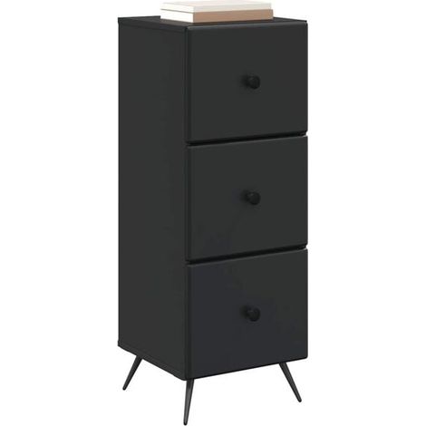 Commode 3 Tiroirs en Bois d'Ingénierie, Meuble de Rangement Noir 33 x 34,5 x 90 cm, Armoire de Chevet Moderne pour Chambre et Salon (1/5)