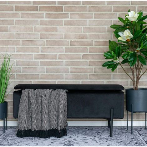 Banc avec rangement en velours noir BRUGES (1/4)