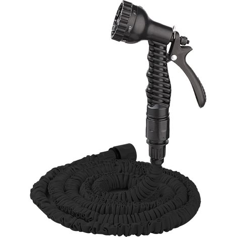 Tuyau d'arrosage télescopique type UK 25ft noir, buse de pulvérisation haute pression pour lavage auto, usage domestique, tube intérieur en latex. (1/5)