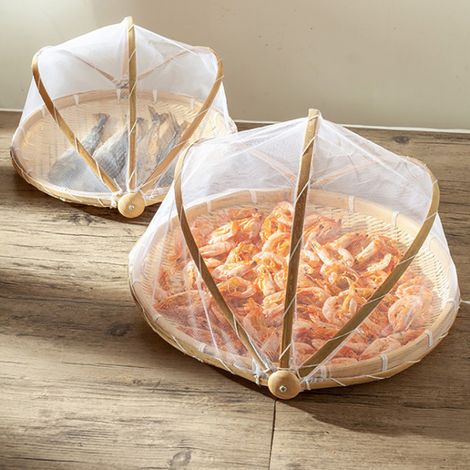 Tente de service en bambou, plateau artisanal naturel, panier de rangement alimentaire en maille, nappe de service