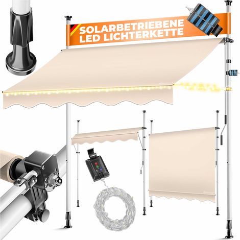 KESSER® Klemmmarkise, Handkurbel & LED-Lichterkette - 350 cm, Beige (1/5)