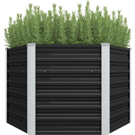 Garten-Hochbeet Anthrazit 129 x 129 x 77 cm Verzinkter Stahl vidaXL