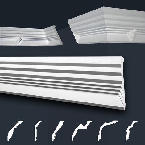 Moulures de stuc à motifs blancs, EPS Styropor ajustement forme, Paquets d'épargne Marbet série B: B-38 / 70x136mm, 30 Mètres / 15 Bandes
