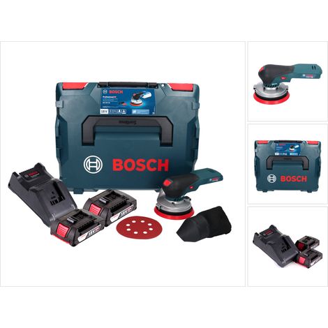 Bosch GEX 18V-125 Professional Akku Exzenterschleifer 18 V 125 mm Brushless + 2x Akku 2,0 Ah + Ladegerät + L-BOXX