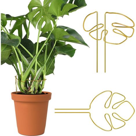 LYERCW - Support pour plante en forme de Monstera (1 pièce), cages et supports pour plantes en forme de feuille, tuteurs de jardin, support pour plantes d'intérieur et d'extérieur, couleur or (1/3)