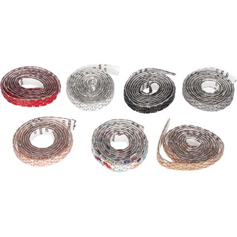 Yards (ca. 6,6 m) langes, 1 cm breites Strassband, selbstklebend, zum Selbstschneiden, dekorativ, mit farbigem Emaille-Glitzerstreifen (1/5)