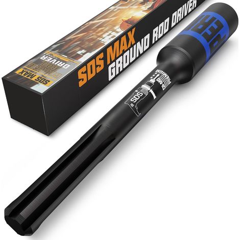 SDS-Max Pilote de tige de terre pour l'entraînement de barres de terre, embouts d'adaptateur de tige de terre, compatible avec marteau rotatif SDS-Max, diamètre intérieur 20 mm (1/4)