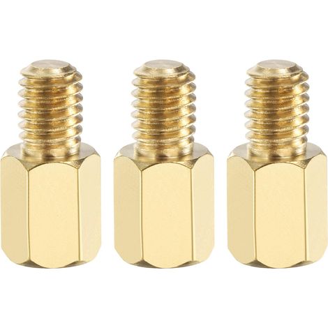 3 Pcs Entretoise Filetée Mâle À Femelle M6 x 10mm + 8mm En Laiton (1/5)
