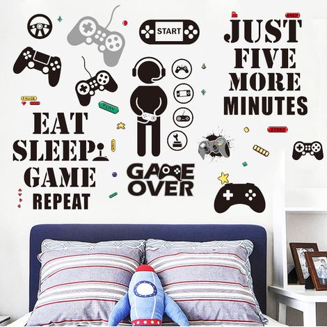 pegatinas de pared, mando de videojuegos, PVC, adhesivo removible, decoración para habitación infantil. (1/5)