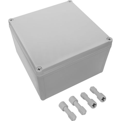 Boîte de jonction étanche IP67 en plastique ABS - Boîtier étanche à la poussière - Pour projets de bricolage - Gris - 200 x 200 x 130 mm (1/5)