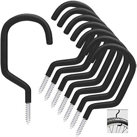 Pair Crochet de vélo 8 pièces, support de vélo adapté à une utilisation polyvalente, à visser, pour abri, garage, jardin, revêtement plastique pour support mural/plafond (1/5)