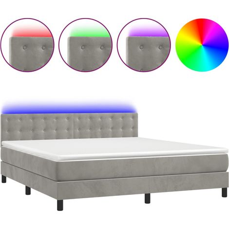 Maison Exclusive - Letto a Molle con Materasso e LED Grigio Chiaro 180x200 cm Velluto (1/5)