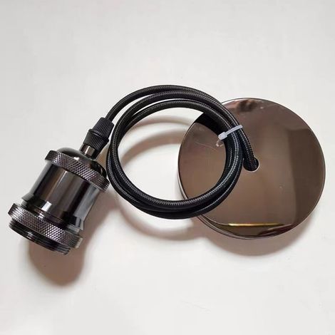 Support De Lampe E27 - Câble De Suspension 1 M - Base Métallique À Vis - Pour Décoration Intérieure - 1 Pièce (1/5)