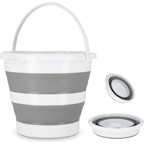 Seau Pliable de 10 l en Silicone - Seau de Nettoyage et Bol de Lavage - Jouet de Sable Pop-up - Pliable - Peu encombrant - pour Camping-Car, pêche, Lavage de Voiture, Maison, Camping (1/5)