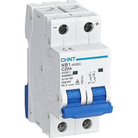 Interruttore magnetotermico chint nb1-63dc 20a 500vdc