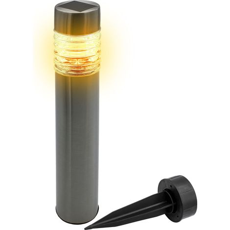 Edelstahl Solar Gehwegleuchte 42 x 8 cm - silber - Garten Wegeleuchte warm weiß