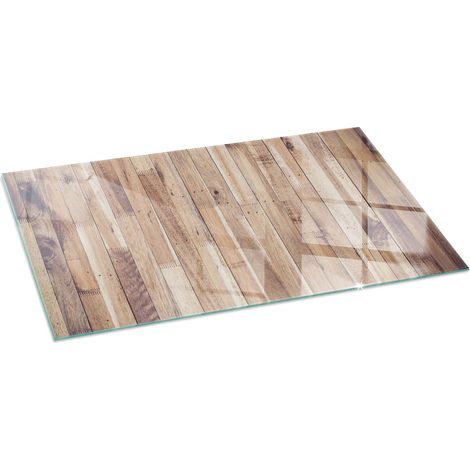 Kaminofen Glasplatte Funkenschutz Kaminplatte Kaminglas Ofenglas gehärtetem Glas mit Motiv Holzbretter in Anordnung 120x60 cm