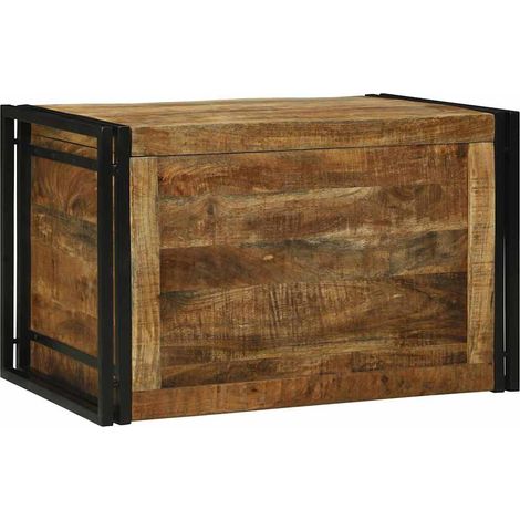 Boîte de rangement-Coffre de rangement-Stockage Rangement 80 x 50 x 50 cm Bois de mangue brut et métal 411340 (1/5)