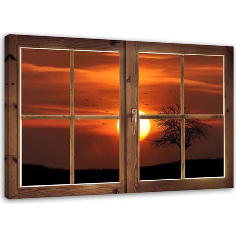 Stampa su tela, Finestra - sole al tramonto - 100x70 (1/4)