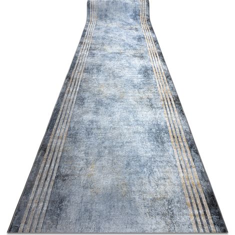 Alfombra de pasillo con refuerzo de goma LOTUS FRAMES 29870 Marco de piedra plata / oro lavable 120cm grey 120x690 cm
