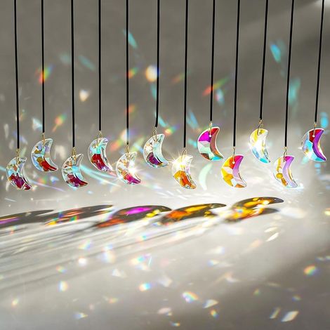 12 Stück Mond Kristall-Sonnenfänger, 30mm, AB-Farbe, K9-Kristall, Regenbogen-Effekt (1/4)