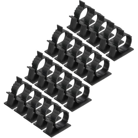Confezione da 25 clip per la gestione dei cavi, fermacavi autoadesivi in nylon con diametro di 22-25 mm, organizer per cavi regolabili, colore nero. (1/4)